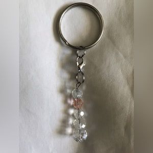 White Swarovski Key Chain with one Pink Swsrovski